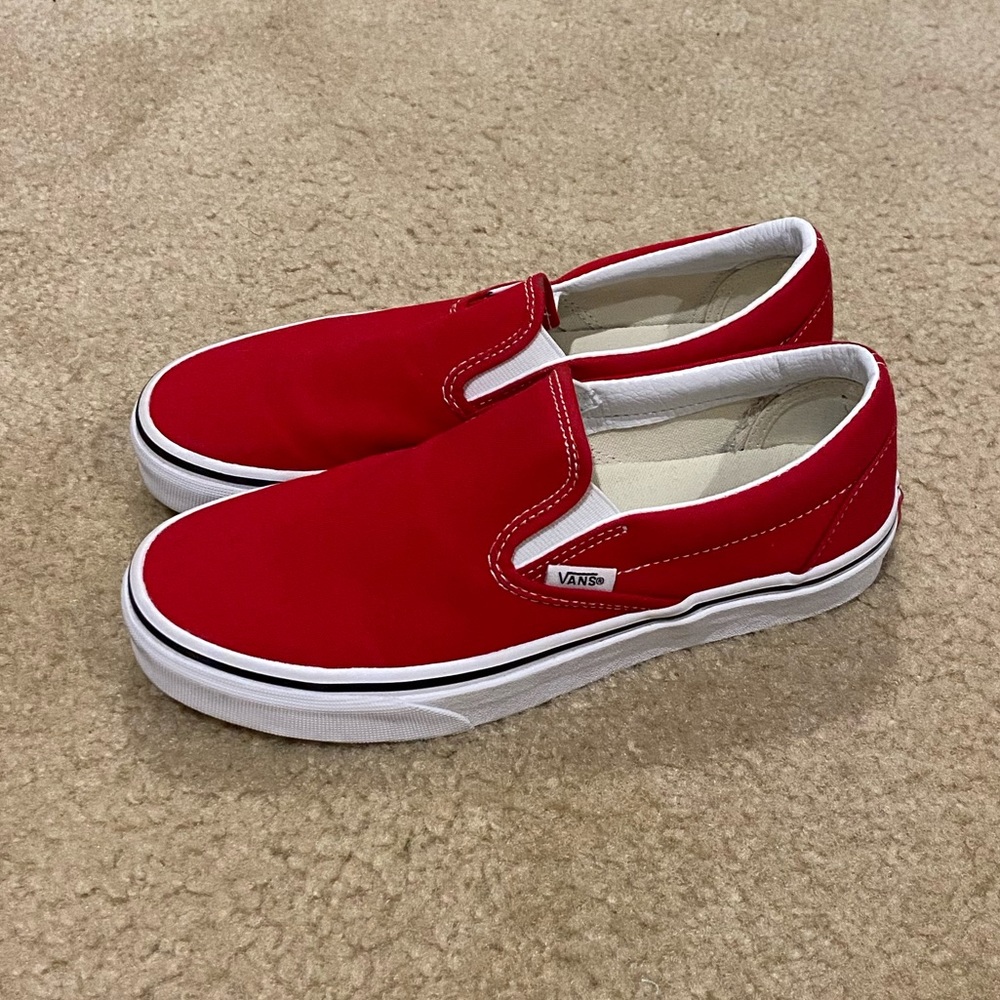 Red slip on Vans